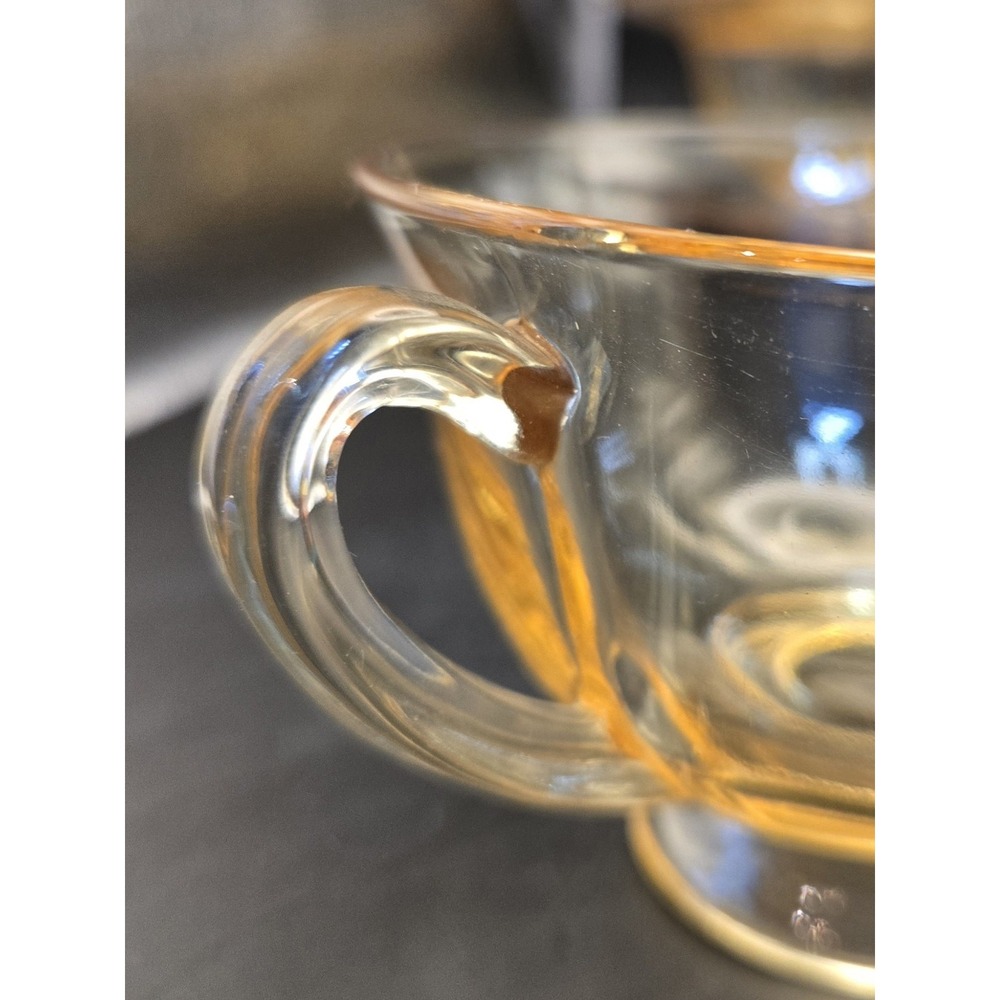 Yellow Depression Glass Vintage Fostoria "Fairfax" Includes 6 Cups And 4 Saucers - Picture 3 of 9